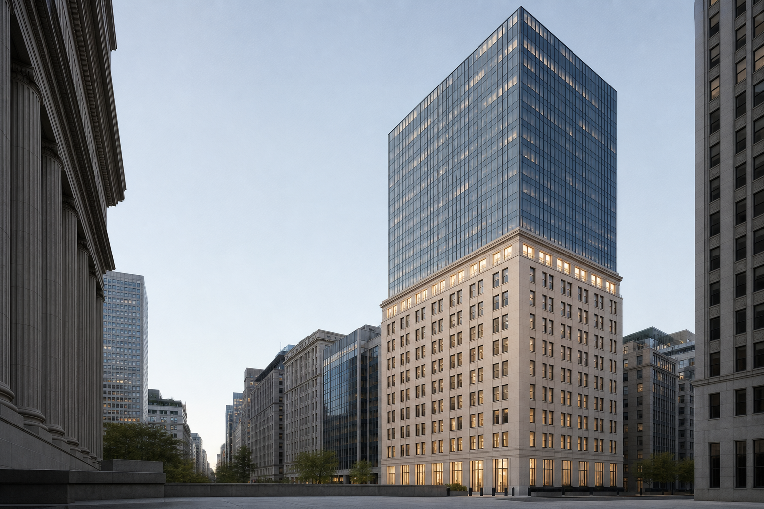 A $219 million loan is being used to convert only the bottom third of the 100 Wall Street buildings.